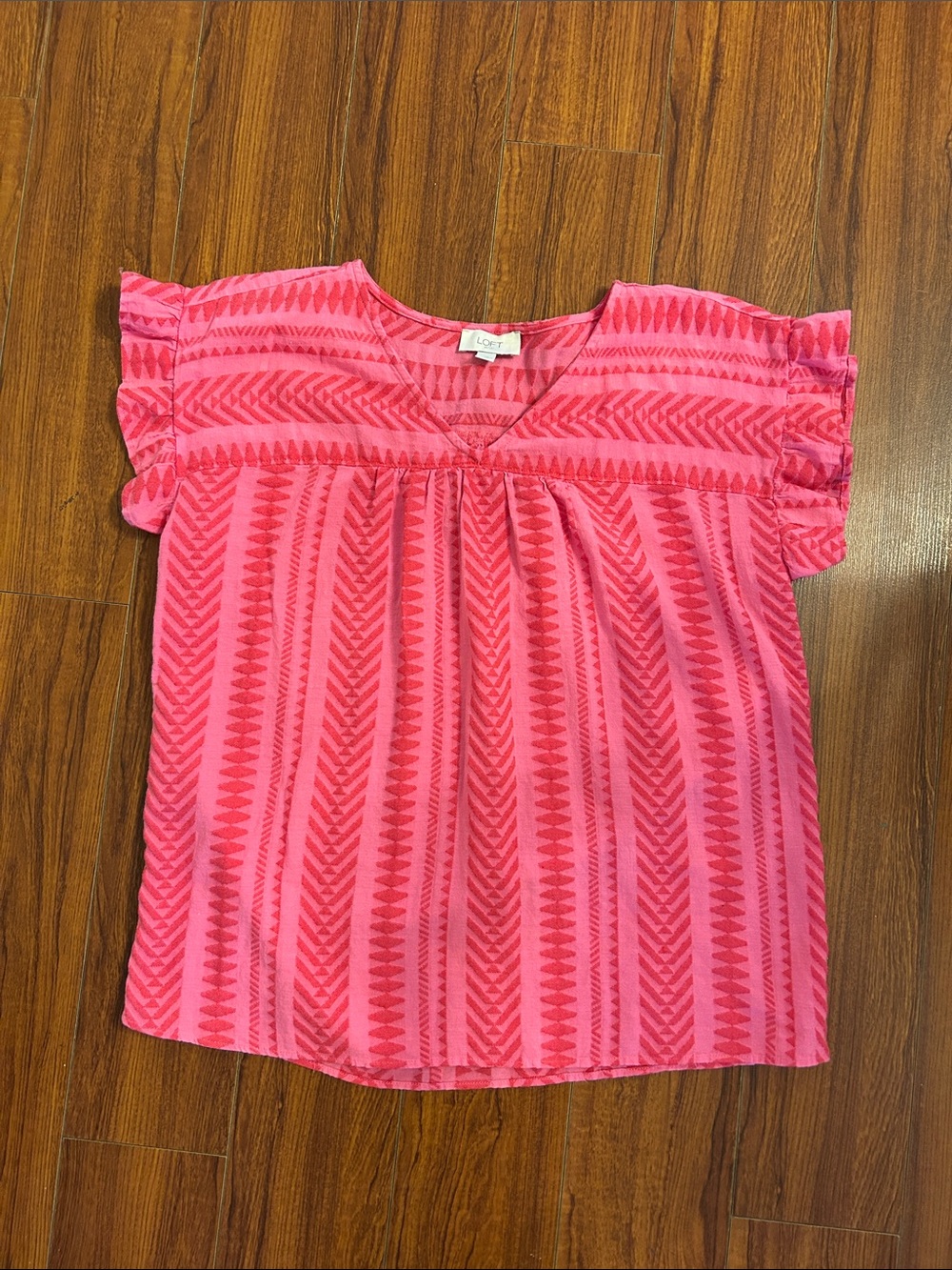LOFT Pink and Red Blouse Women's Size Medium